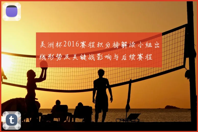 美洲杯2016赛程积分榜解读小组出线形势及关键战影响与后续赛程